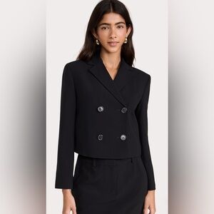 Women's Theory Black Ribbed Double Breasted Blazer Size‎ Small